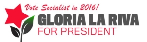 Logo della campagna elettorale di Gloria La Riva, candidata alle presidenziali USA per il Party for Socialism and Liberation (PSL).